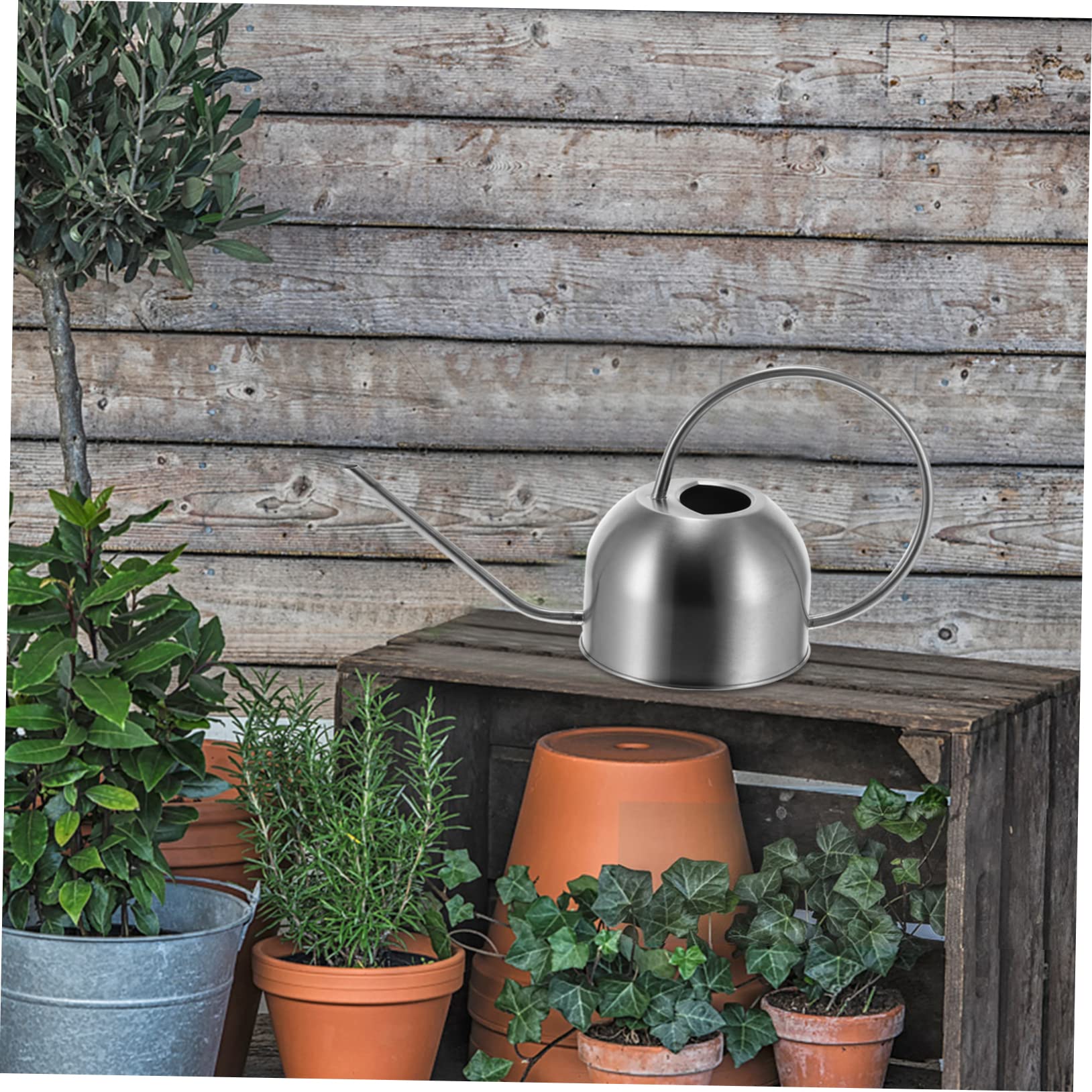 TOYANDONA Annaffiatoio Manico Ergonomico a Beccuccio in Acciaio Inossidabile 1,5l per Irrigazione di Piante, Bonsai e Fiori per Giardinaggio Interno ed Esterno