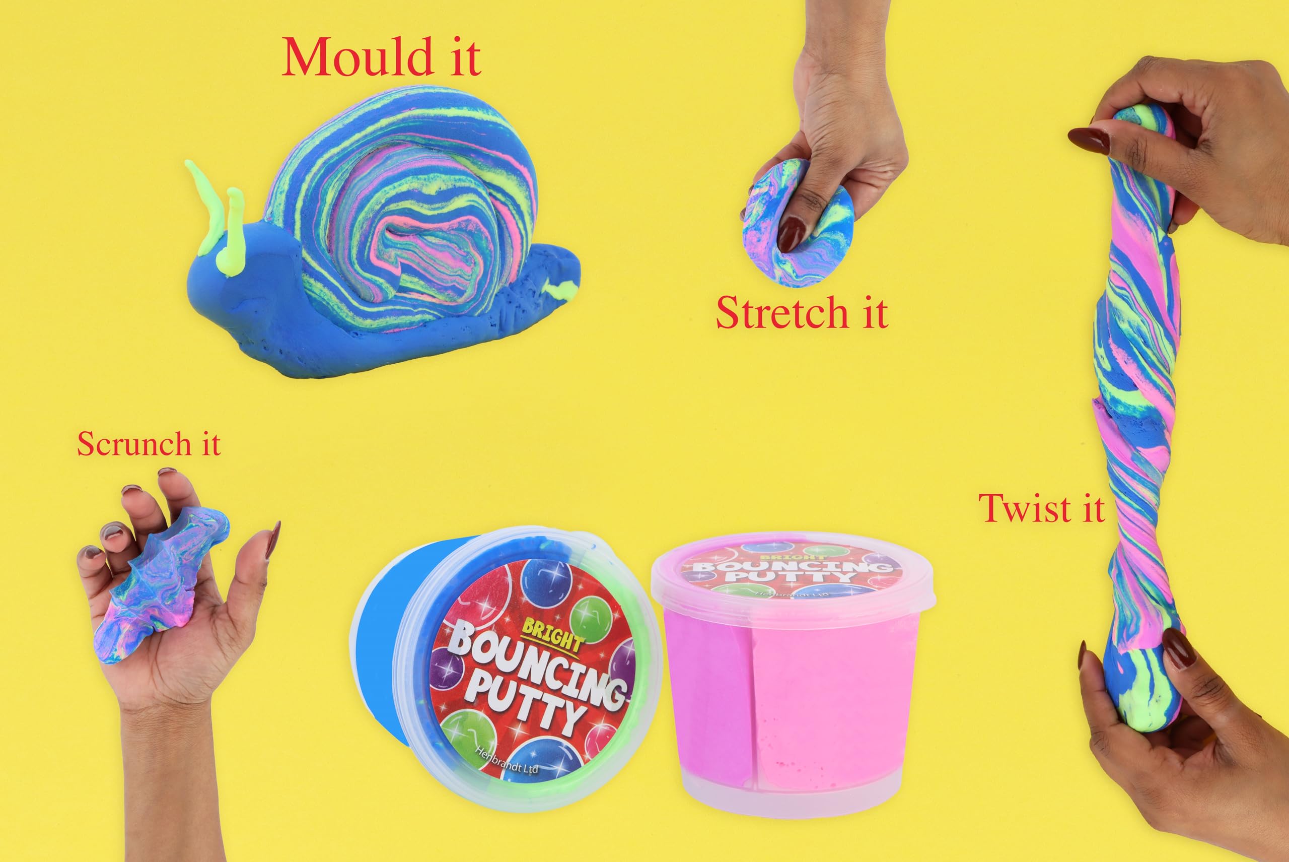 Henbrandt Single Bouncing Putty 2-Tone Tub 60g Squishy Fun Sensory Relief Fidget Bouncy Putty Kids Party Bag Favours Loot Bag Stocking Fillers Lucky Dip Favours for Boys and Girls - Image 3