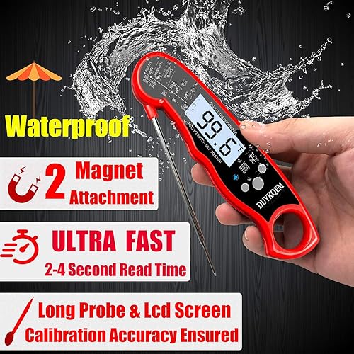 Miniatura 2 de Termómetro digital para carne de lectura instantánea (paquete de 2) termómetro impermeable para cocina, cocina, alimentos, con luz de fondo y