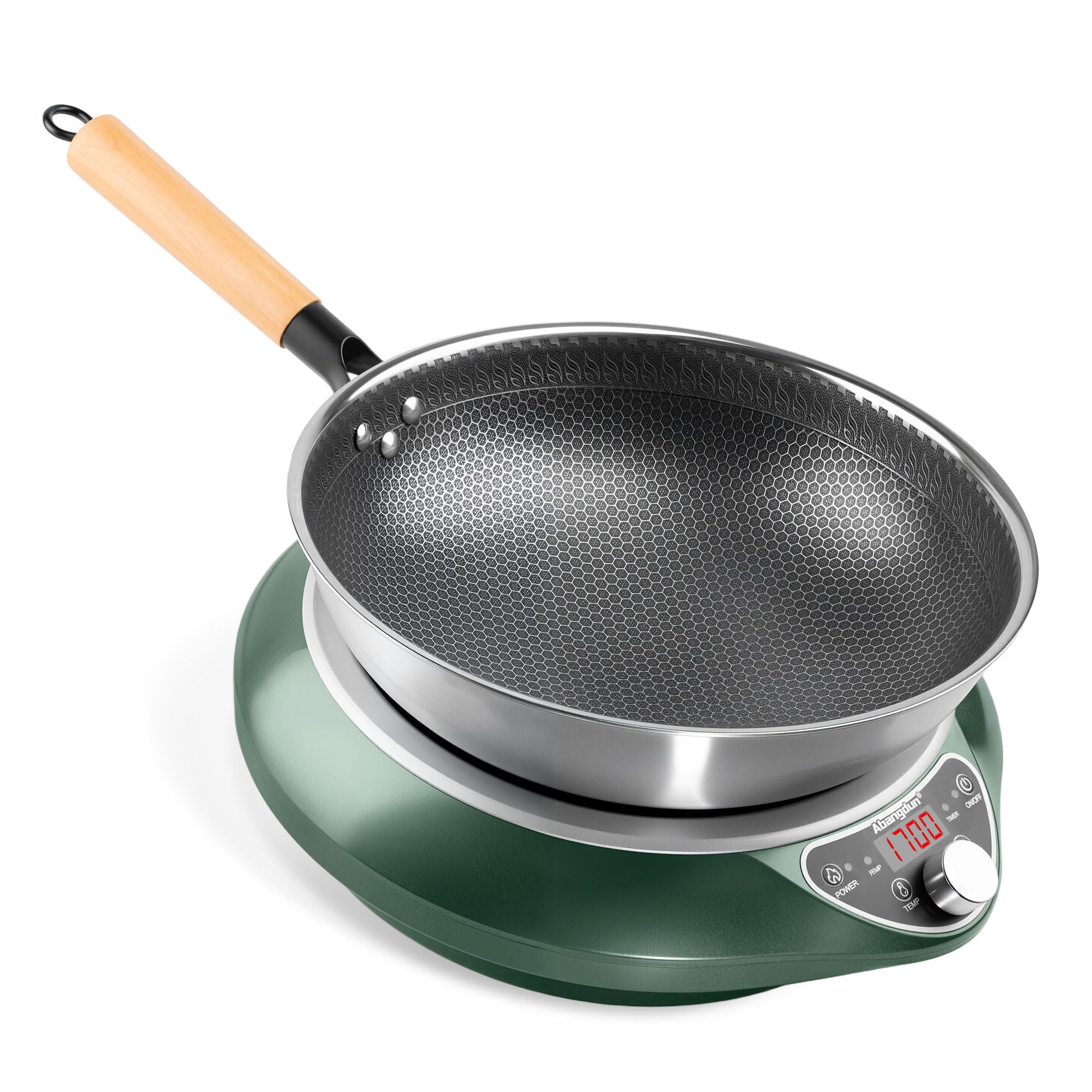 Wok Induction Cooktop 1700W 120V Burner Induction Curved Electric Stove Hot Plate Round Bottom Frying Evenly