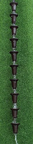 Miniatura 3 de KAM Home - Copas acampanadas Cadena de lluvia de 8.5 pies (bronce) con adaptador de canalón de perno de latón para instalación de cadena de lluvia,