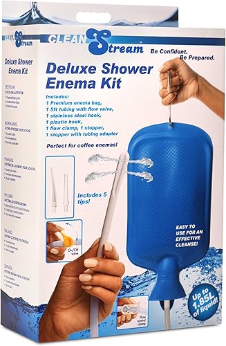 Miniatura 9 de CLEANSTREAM Kit de enema de ducha de lujo para hombres y mujeres. Capacidad de bolsa grande, válvula de control ajustable, manguera de 5 pies con 3
