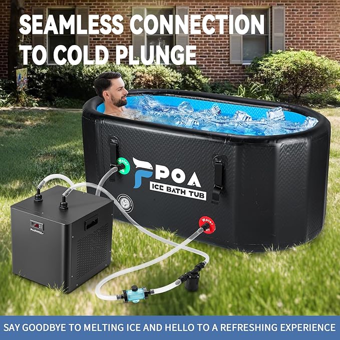 Poafamx 1/2HP Water Chiller for Cold Plunge, Ice Bath Chiller Kit with Filter, Hose, Water Pump, 132Gal Water Cooler System for Cold Tub, Quiet Cold Plunge Chiller for Athletes