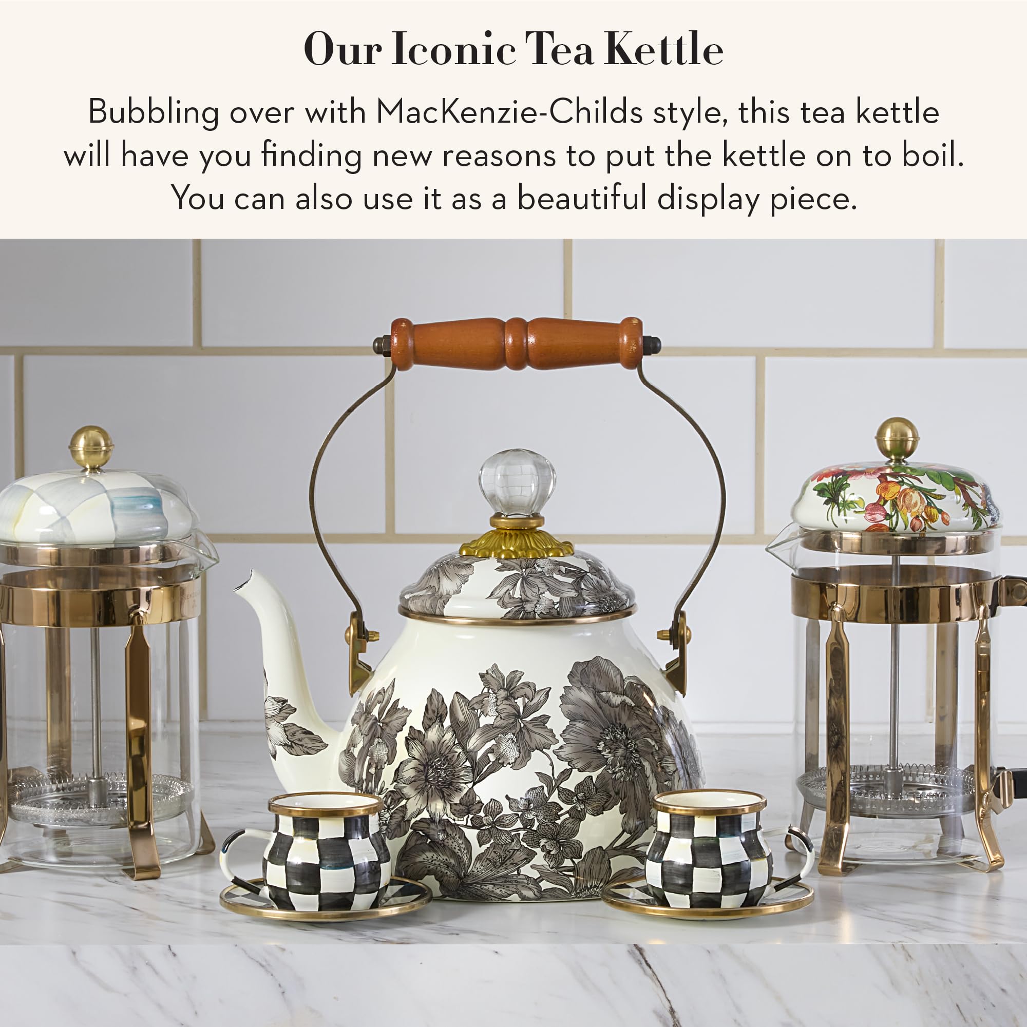 Amazon.com: MACKENZIE-CHILDS 2-Quart Enamel Tea Kettle, Cute Tea