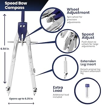 Pacific Arc Metal Professional Compass, Perfect Speed Bow