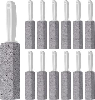 12 Pcs Gray Pumice Cleaning Stone with Handle, Toilet Bowl Stain Remover for Hard Water, Calcium, Rust on Toilets, Bathtubs, Sinks, Pools, Grills