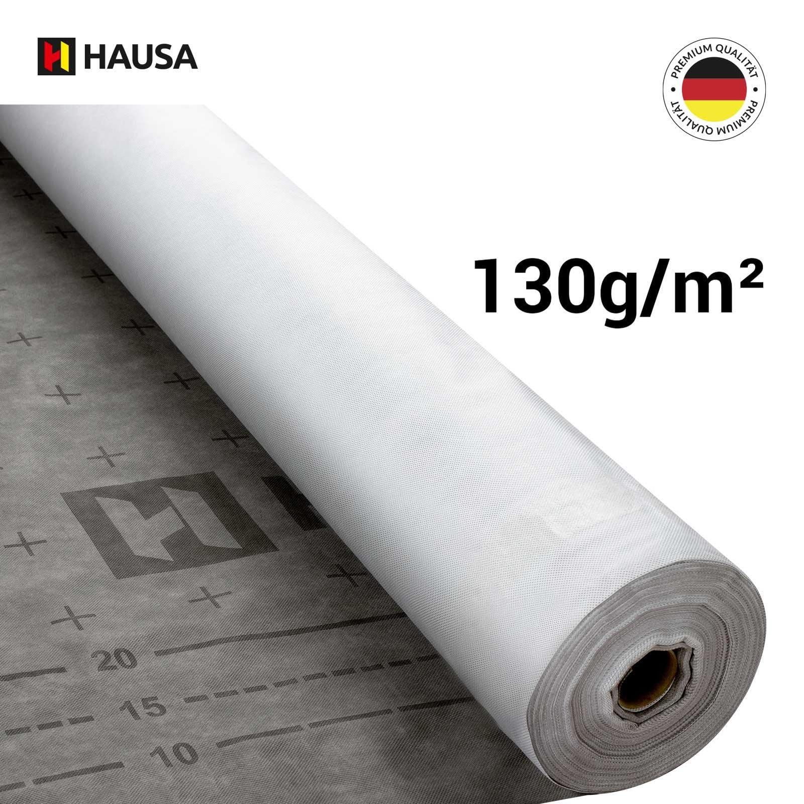 HAUSA Ultra HU130 Bande de sous-toiture flexible triple couche ouverte à la diffusion 130g/m² 7x 1,5mx50m (525m2) indéchirable et résistant aux intempéries sans bandes auto-adhésives gris