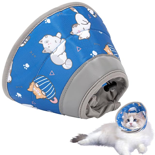Collar Isabelino Gatos Perro,Después de la Cirugía y Lesiones (Azul, L)