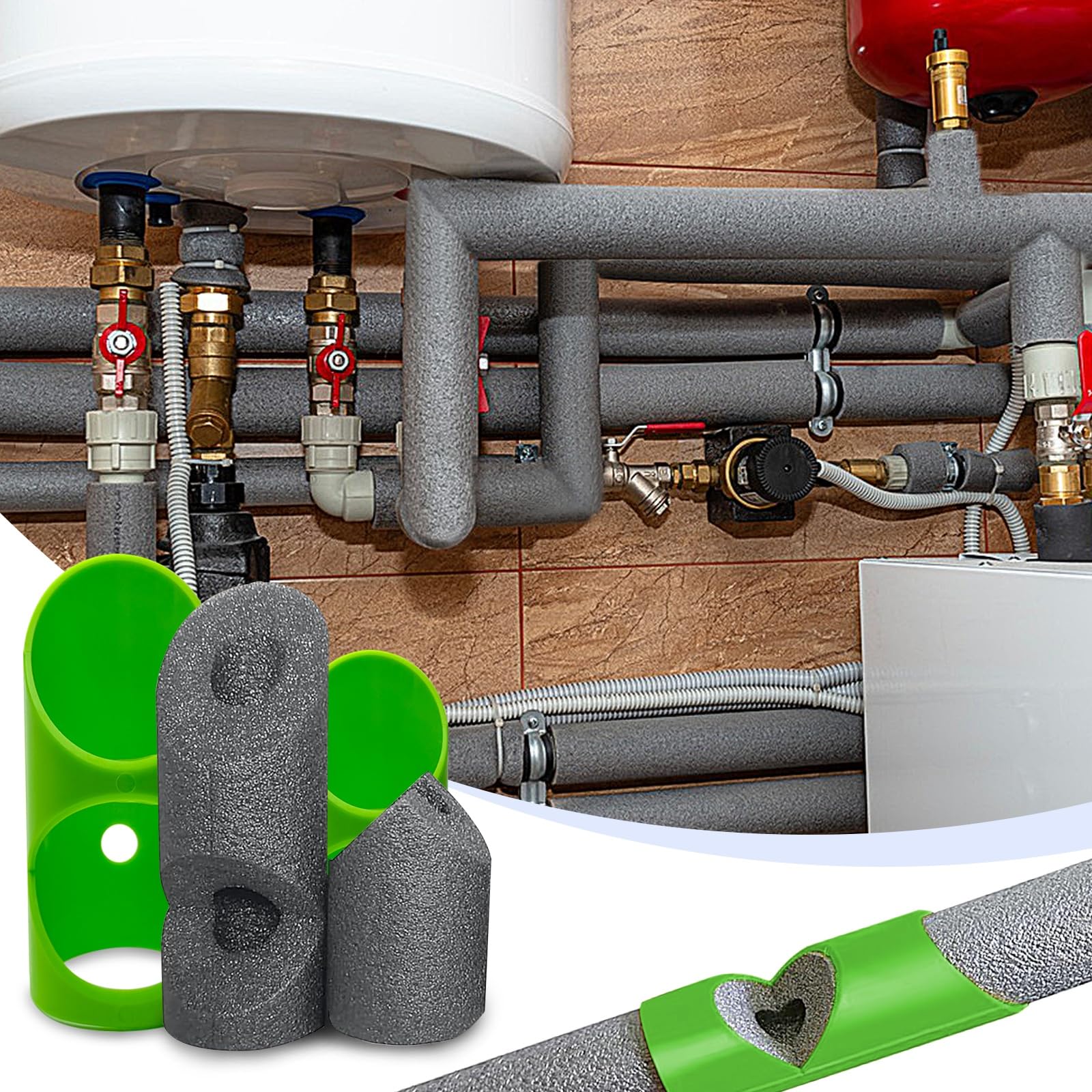 Zestaw 6 prowadnic do cięcia izolacji rur, formowane narzędzie do cięcia rur piankowych z oprawą izolacyjną od 15 mm do 53 mm do instalacji hydraulicznych i komercyjnych +