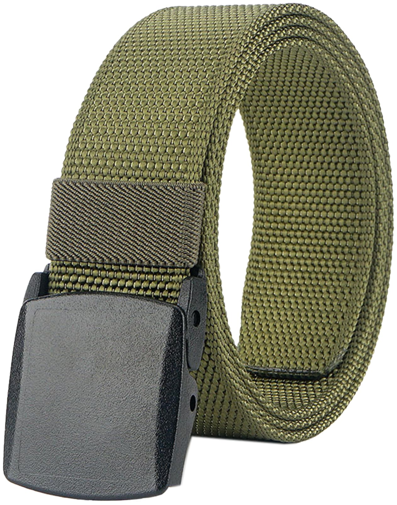 Mens Belt Web,Nylon Webbing Canvas Outdoor Casual Belt with Plastic Buckle Breathable for Work Sports-image-2