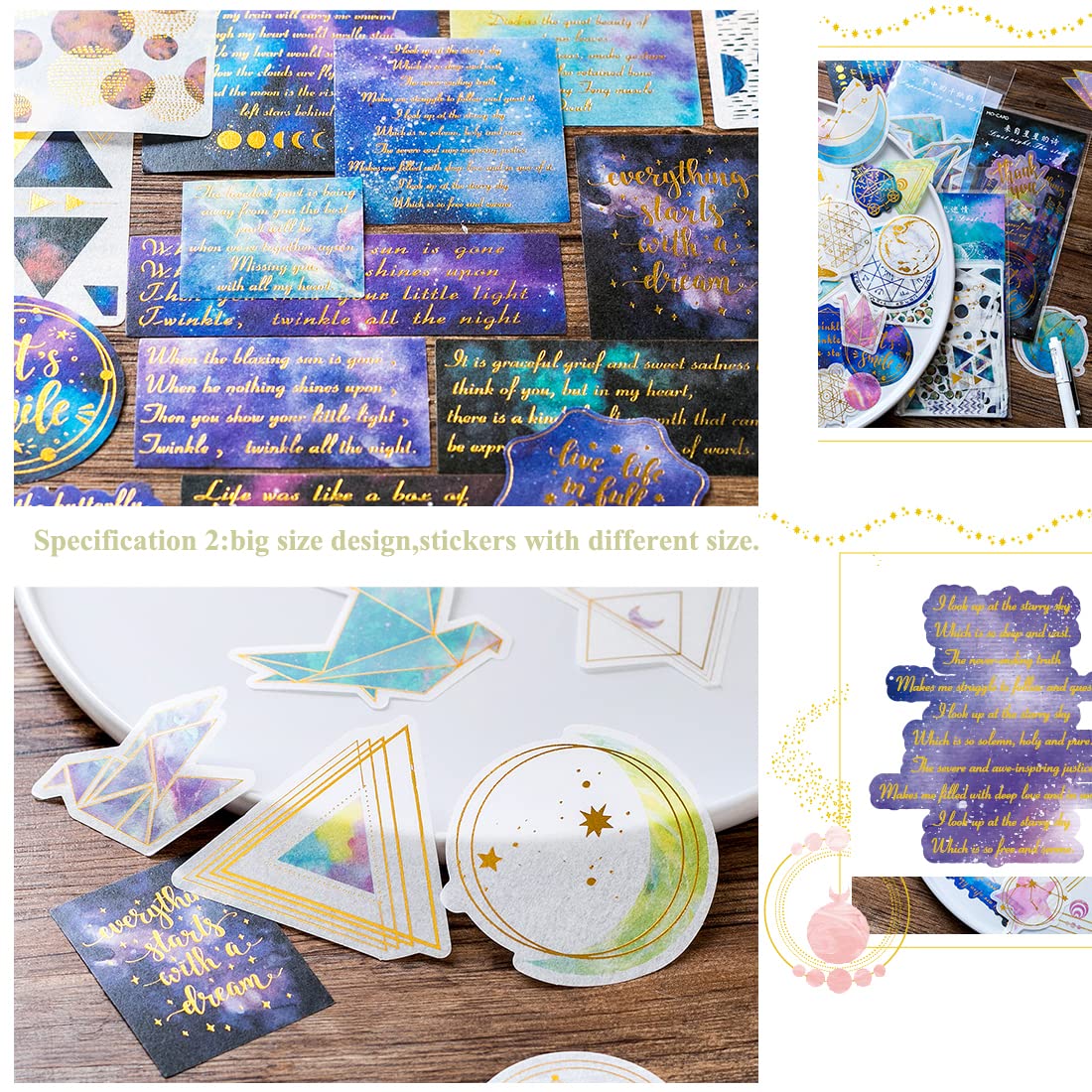 Kit 177 Stickers Vintage Per Scrapbooking - Decorazioni Fiori, Pianeti, Stile Retro