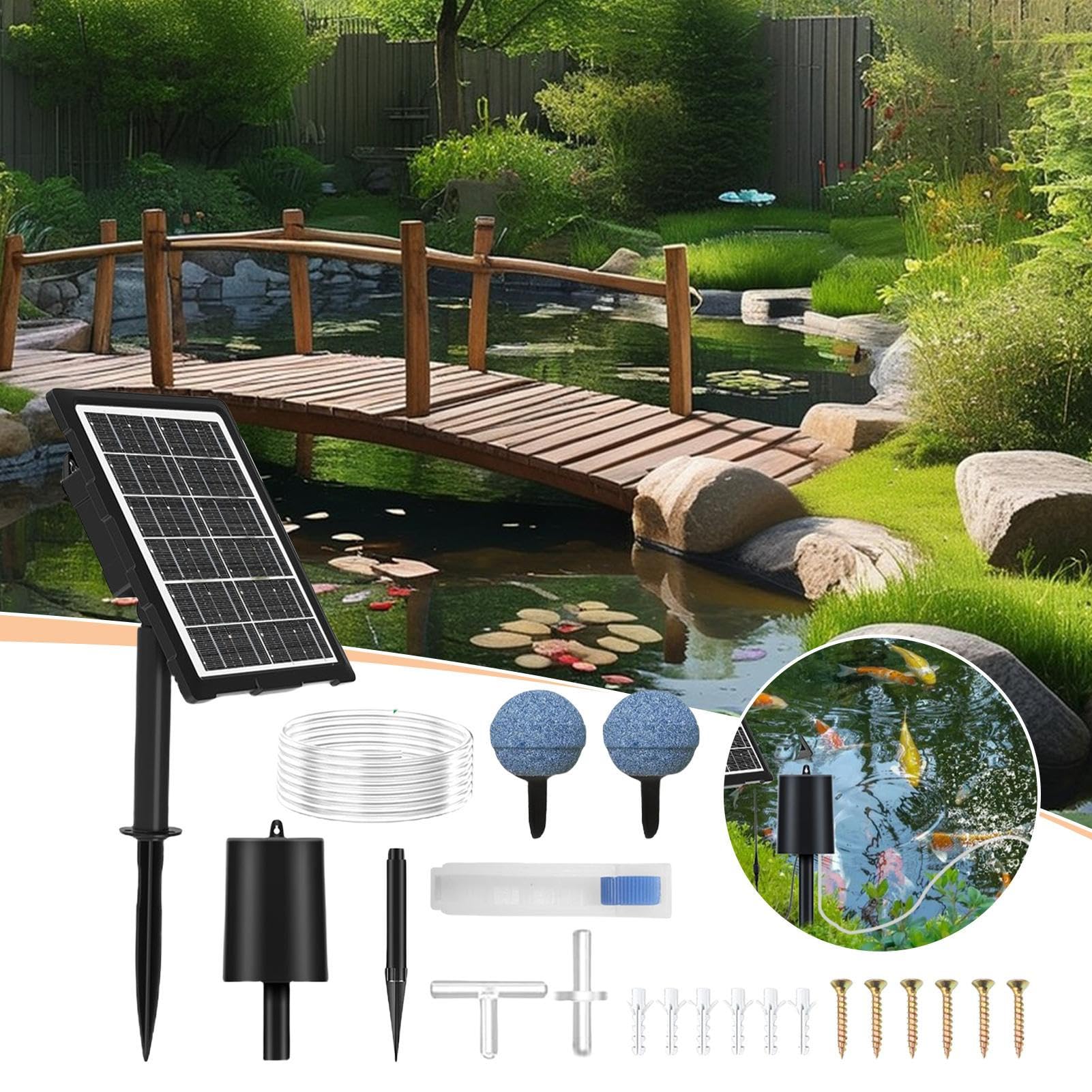 Aeratore per laghetto ad energia solare, aeratore per acquario ad energia solare, 3 modalità di lavoro, aeratore impermeabile con pietra d'aria per acquario e acquario