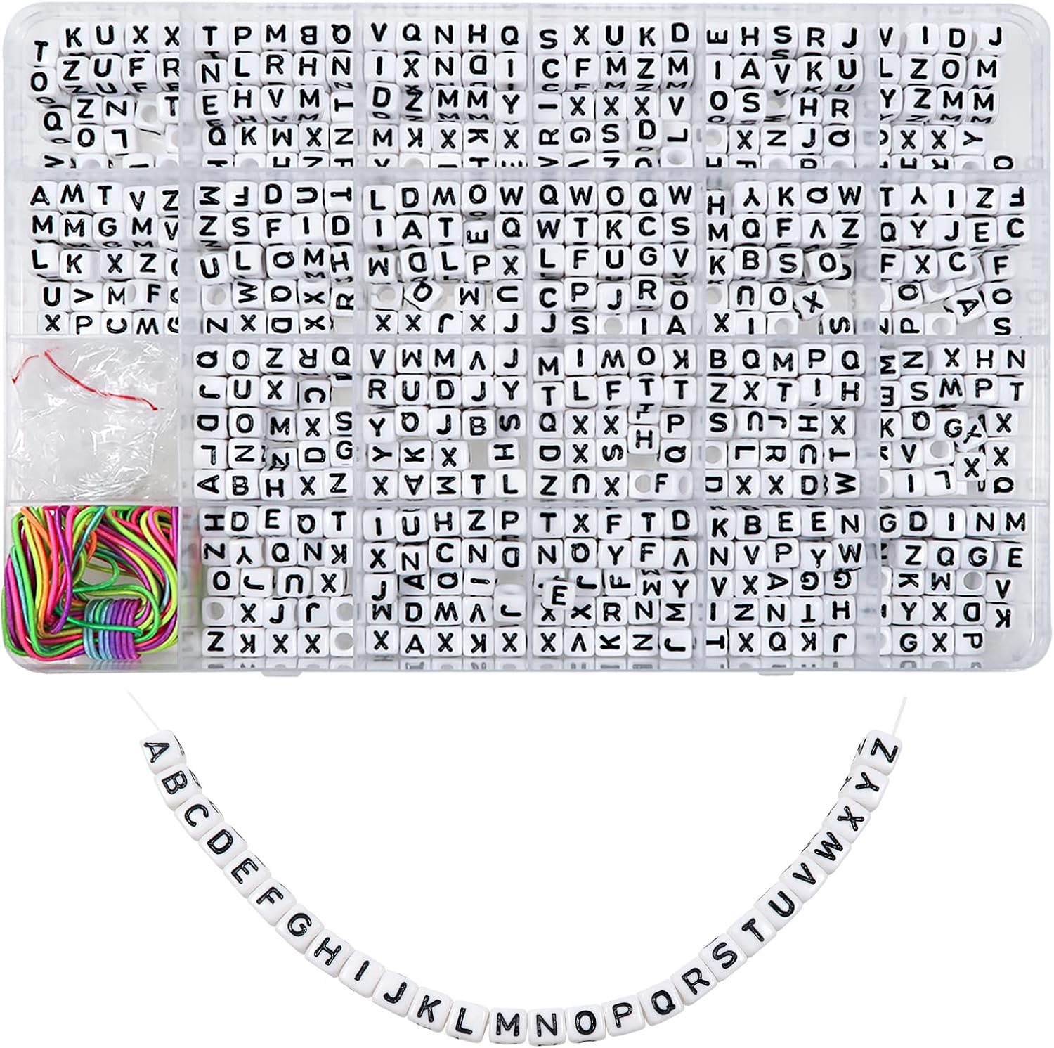 Perline Lettere TOAOB 800 Pezzi - Cubi Acrilici 6mm Per Braccialetti Fai Da Te | Con Filo Elastico - Foto 14