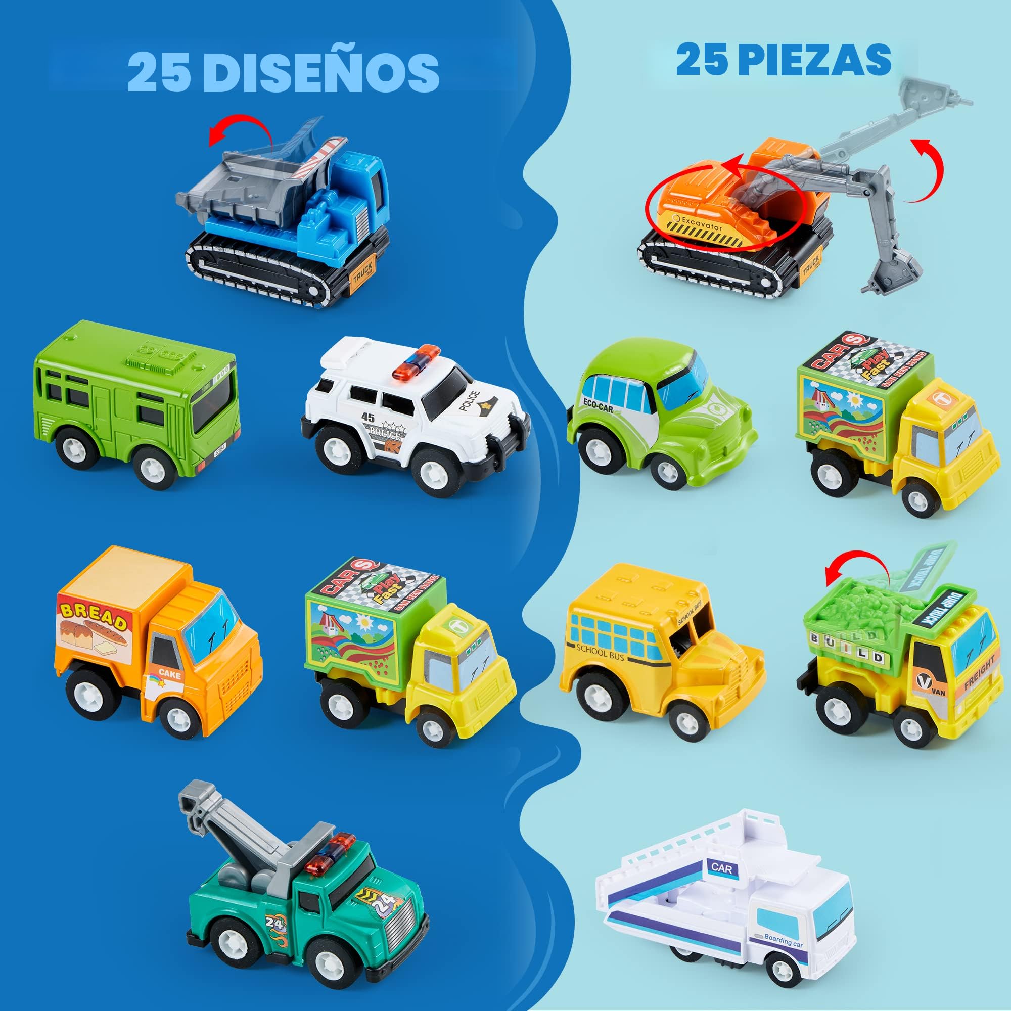 Amazon.com: JOYIN - Conjunto de 25 piezas de vehículos de juguete