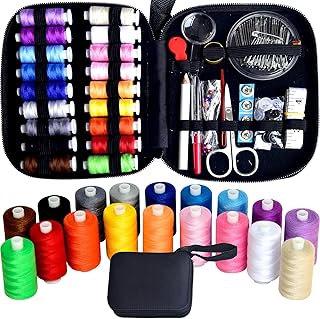 Sewing Kit with Case Portable Sewing Supplies for Home Traveler, Adults, Beginner, Emergency, Contains 18 Sewing Thread, Scissors, Needles, Measure etc