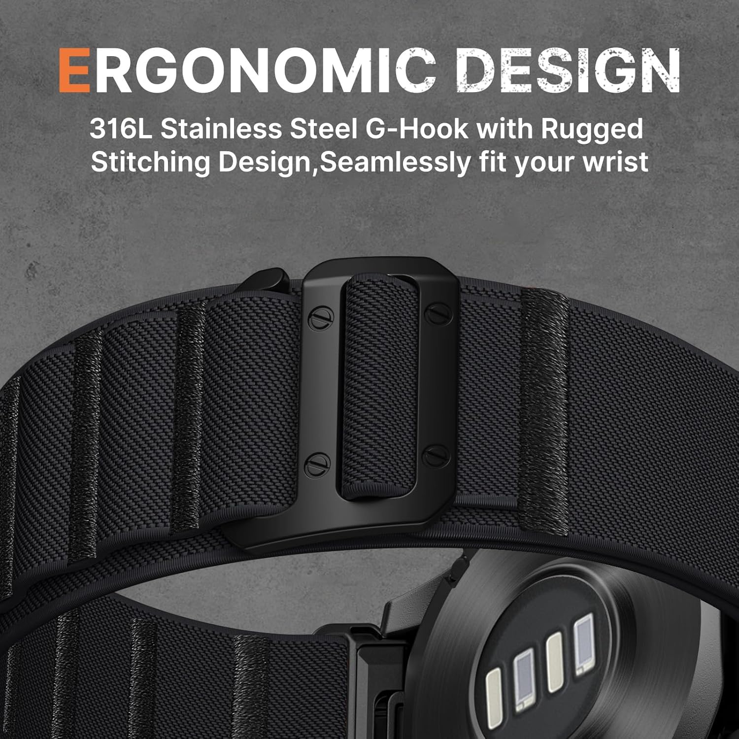 Bandletic Compatible with Fenix 6x pro Watch Band - 26mm Quick Fit Wide Nylon Stretchy Rugged Loop Sport Straps with G-Hook for Fenix 8 51mm/7X/5X Plus/3/3 HR/Tactix/Epix Pro2 51mm//Instinct 2X, Black