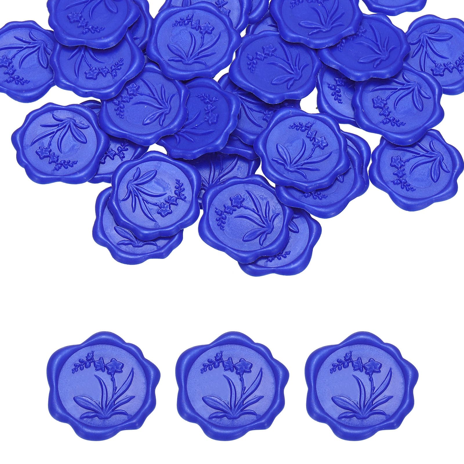 PATIKIL Wax Seal Stickers, 100 Pcs Envelope Seal Stickers, Self-Adhesive Wax Stamp Wedding Invitation Accessories for Wedding Party Birthday Gift Wrapping Anniversary, Blue