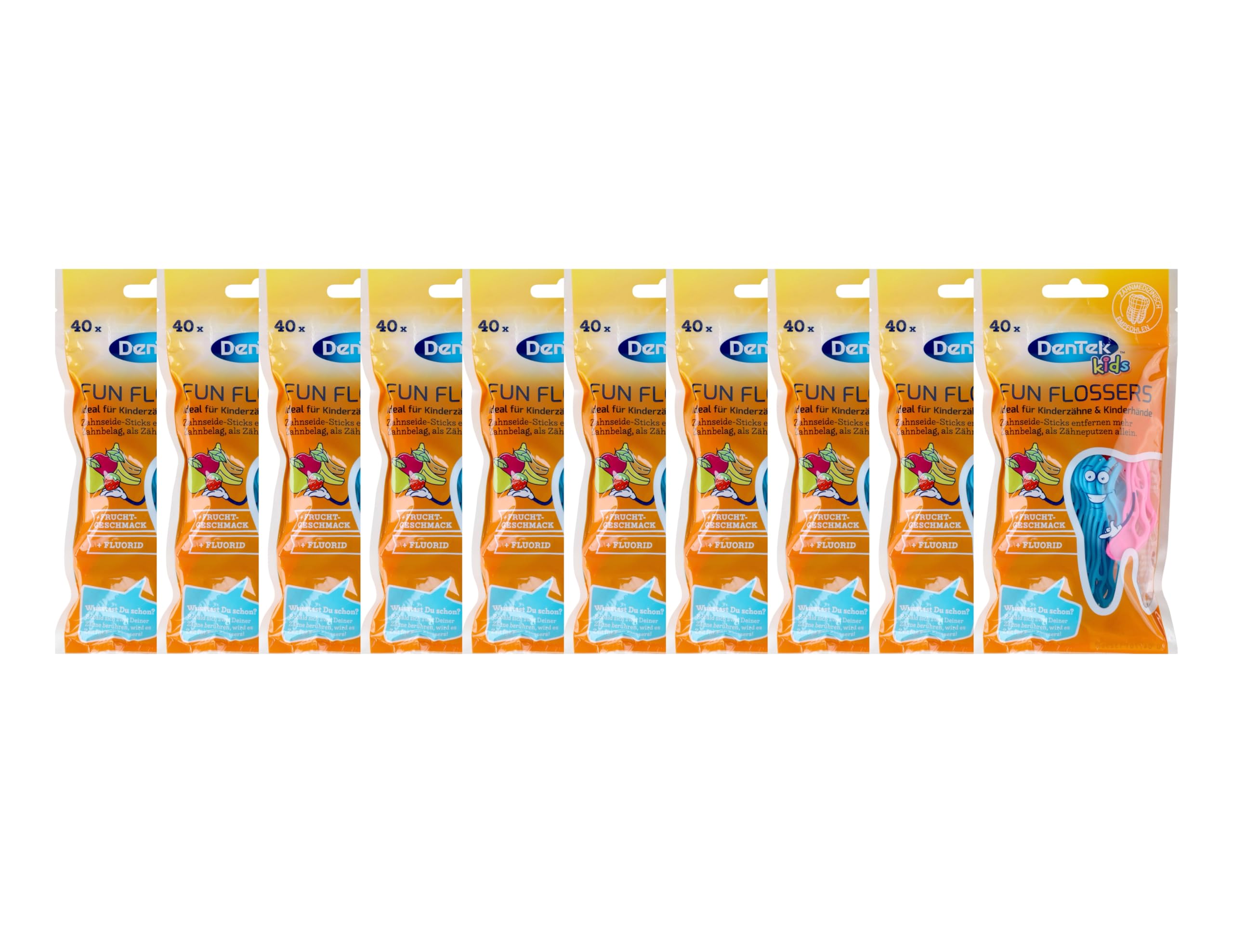 10 x DenTeK Fun Flosser Kids dla dzieci o smaku dzikich owoców