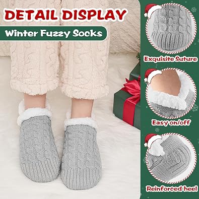 Niorasen Fluffy Slipper Socks Women Men, Winter Gift for Her, UK 4-9