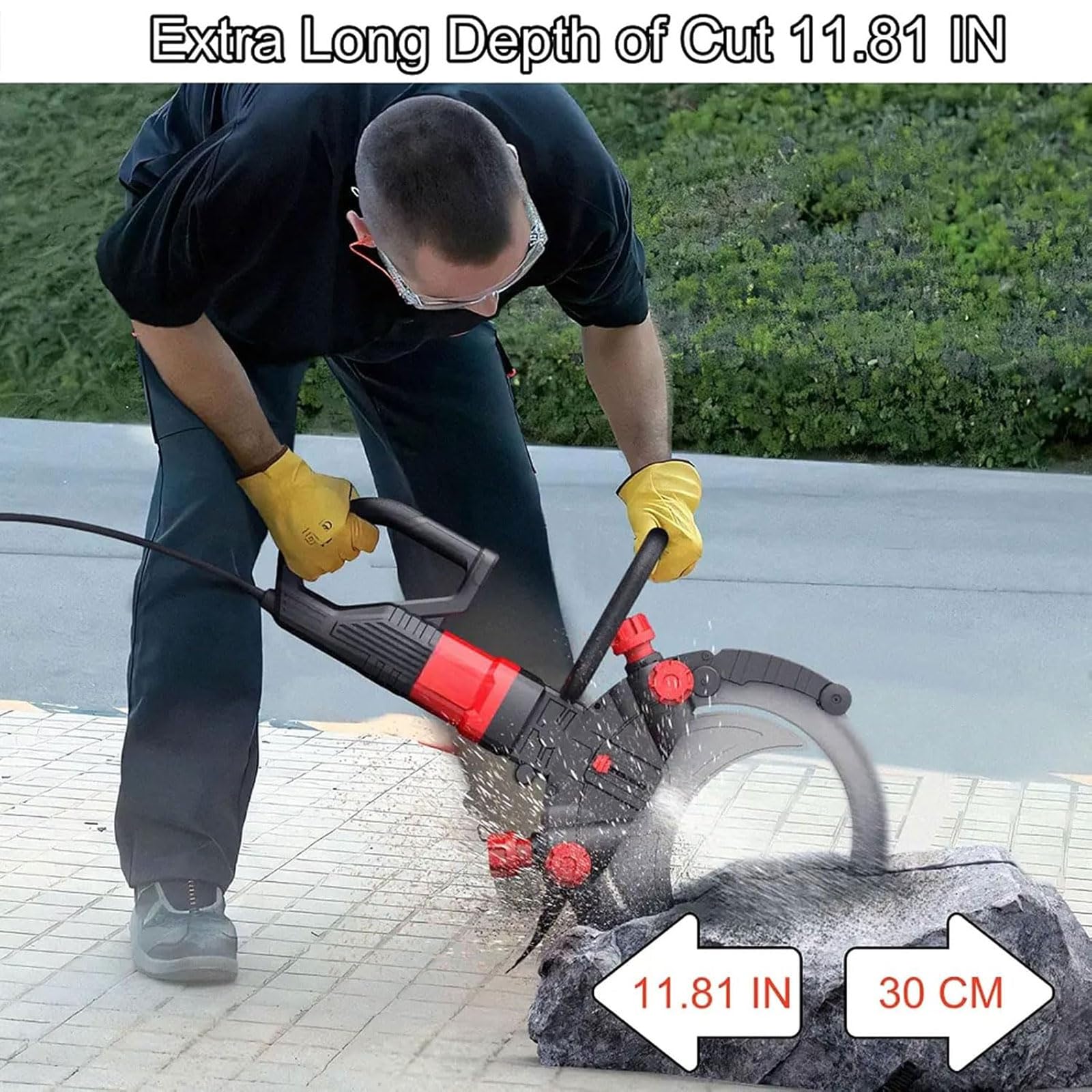 Sierra Circular Profesional para Hormigón De 16 Pulgadas, Profundidad De Corte De 11,8 Pulgadas, con Sistema De Supresión De Polvo con Alimentación De Agua, Motor Sin Escobillas De 8900W