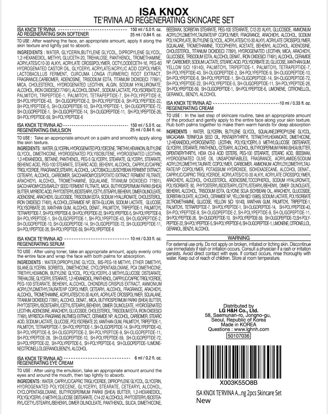 ISA KNOX TE'RVINA AD Regenerating Skincare Set (12.7fl oz) - Hydrating, Nourishing & Firming Toner & Moisturizer Set for Youthful and Radiant Skin, Placenta, Rose Absolute - Image 8