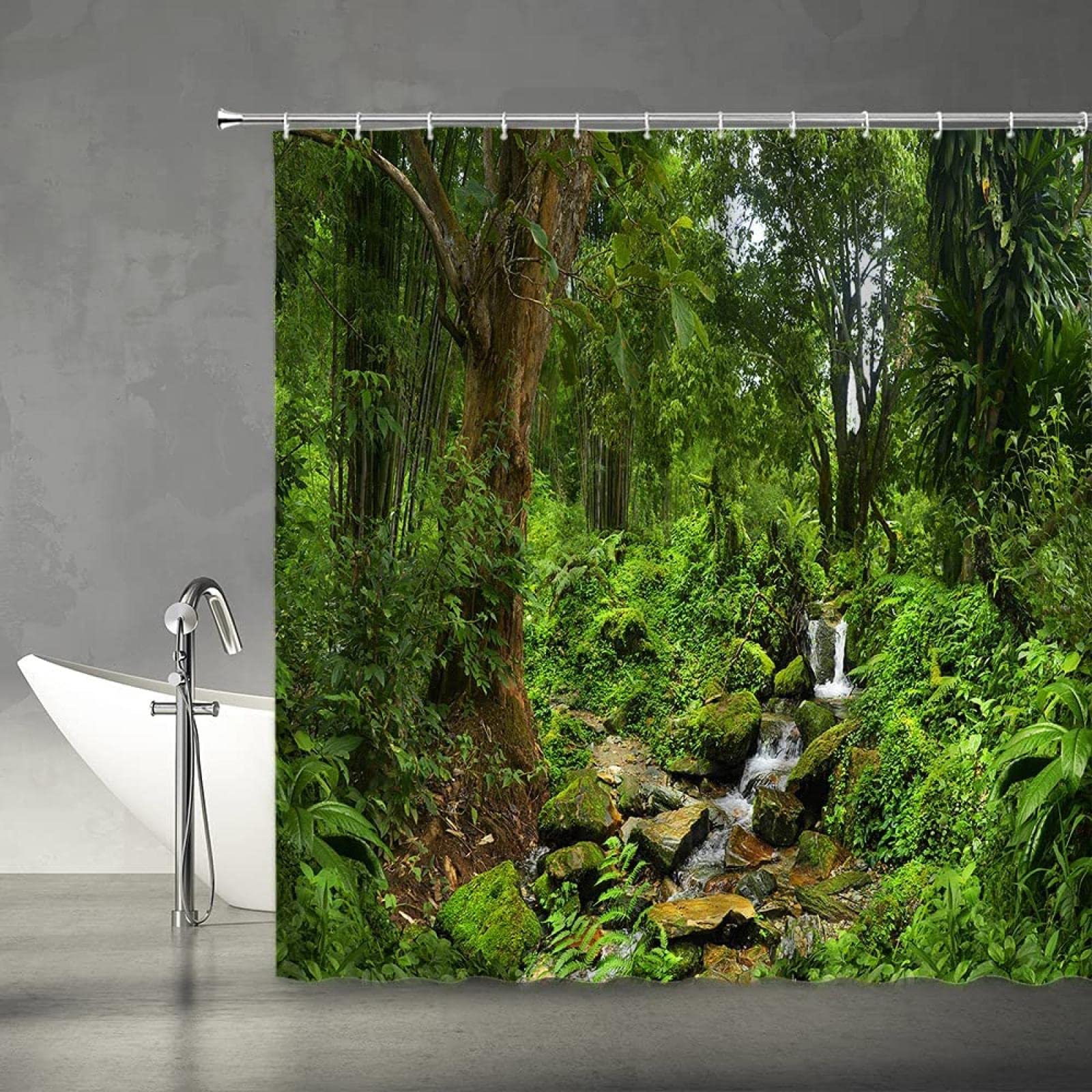 Tenda Doccia Primavera Con Stampa Foresta 3D - Impermeabile, Antimuffa, 180x200 Cm - Foto 11