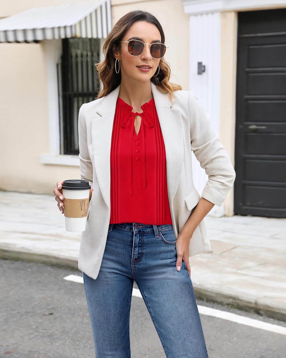 Timeson Women's Business Casual Tops Long Sleeve Work Blouses Chiffon Office Shirts - Image 3