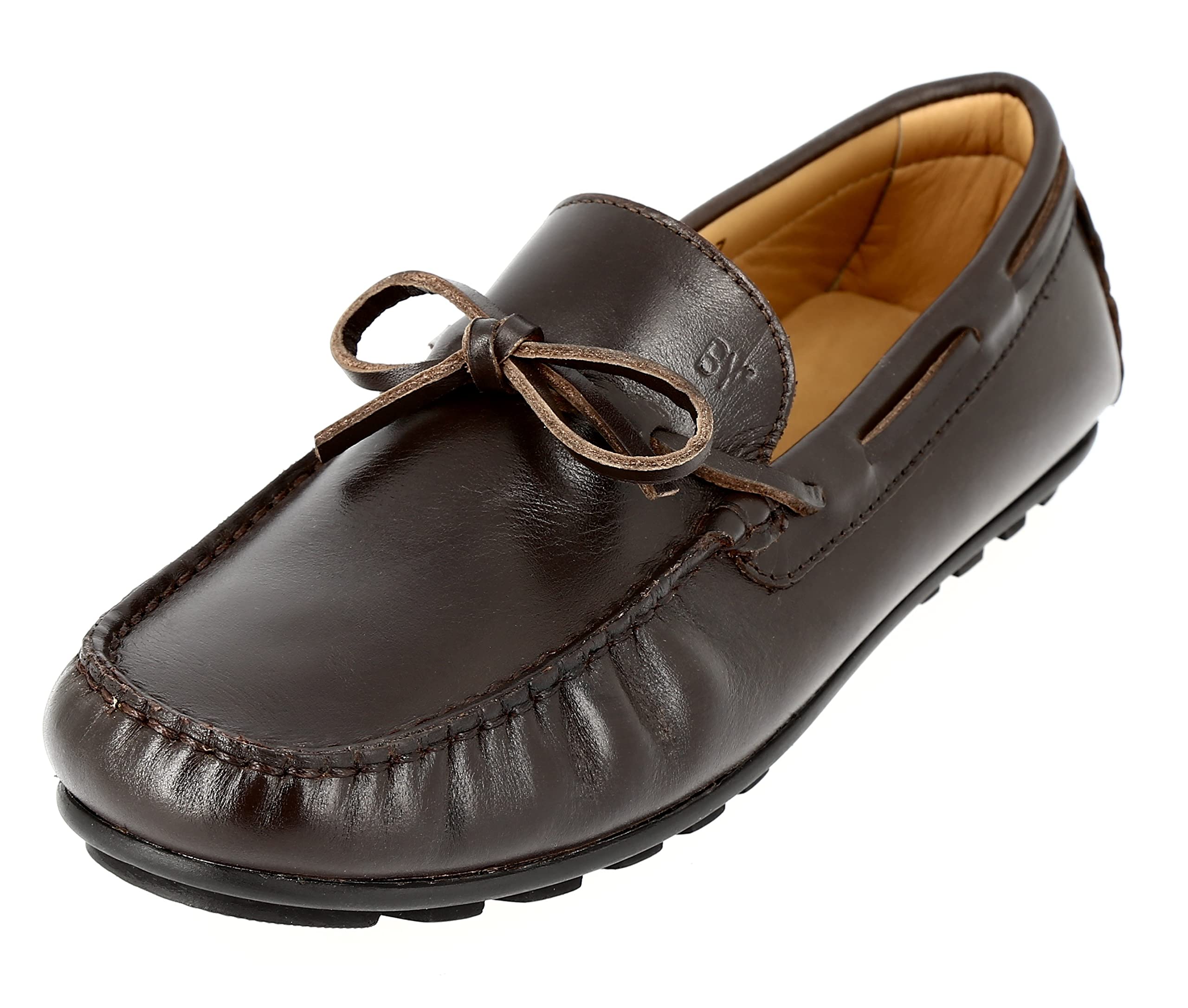 Mocassin garçon en Cuir Véritable Marron 607