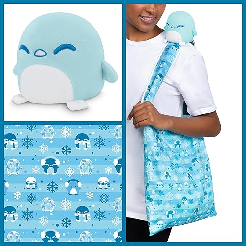 Miniatura 2 de TeeTurtle - Bolsa de peluche - Pingüino de copo de nieve navideño - De los creadores del peluche original reversible de pulpo - Lleva a tu amigo de