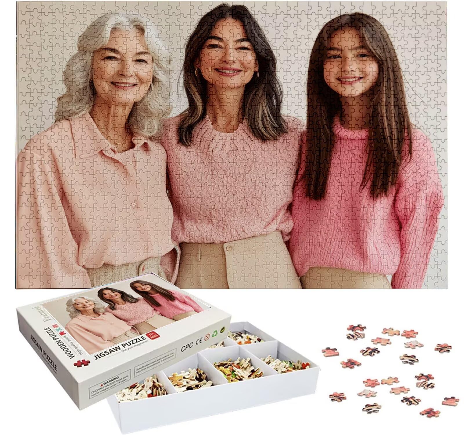 Puzzle Personalizado con Foto, Personalizada Rompecabezas Personalizado Diseña tu Logo Foto o Texto, Personalizado Navidad Halloween San Valentín Parejas Niños Familia Amigos h-3573
