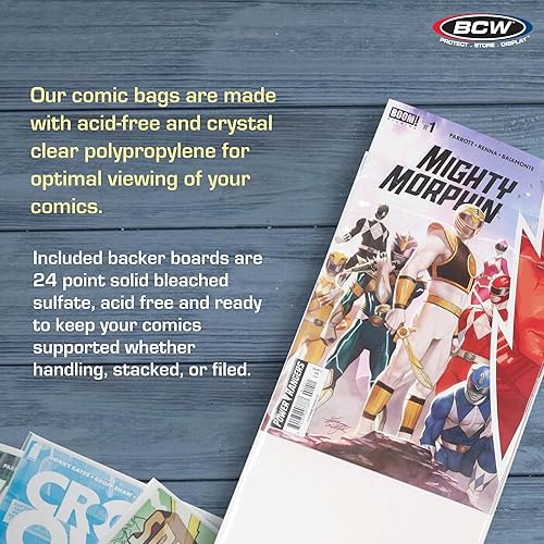 Miniatura 5 de BCW Bolsas y tableros de cómics resellables prefabricados actuales, fundas para cómics y tableros de respaldo para cómics actuales y modernos, las