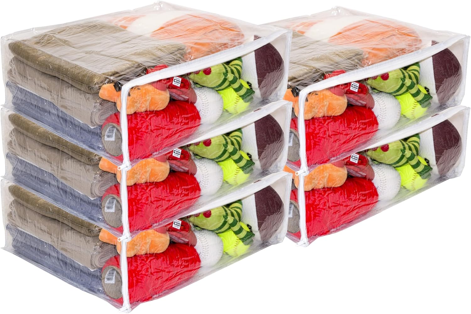 Set of 10 Clear Vinyl Zippered Storage Bags 22 x 18 x 7.5 Inch