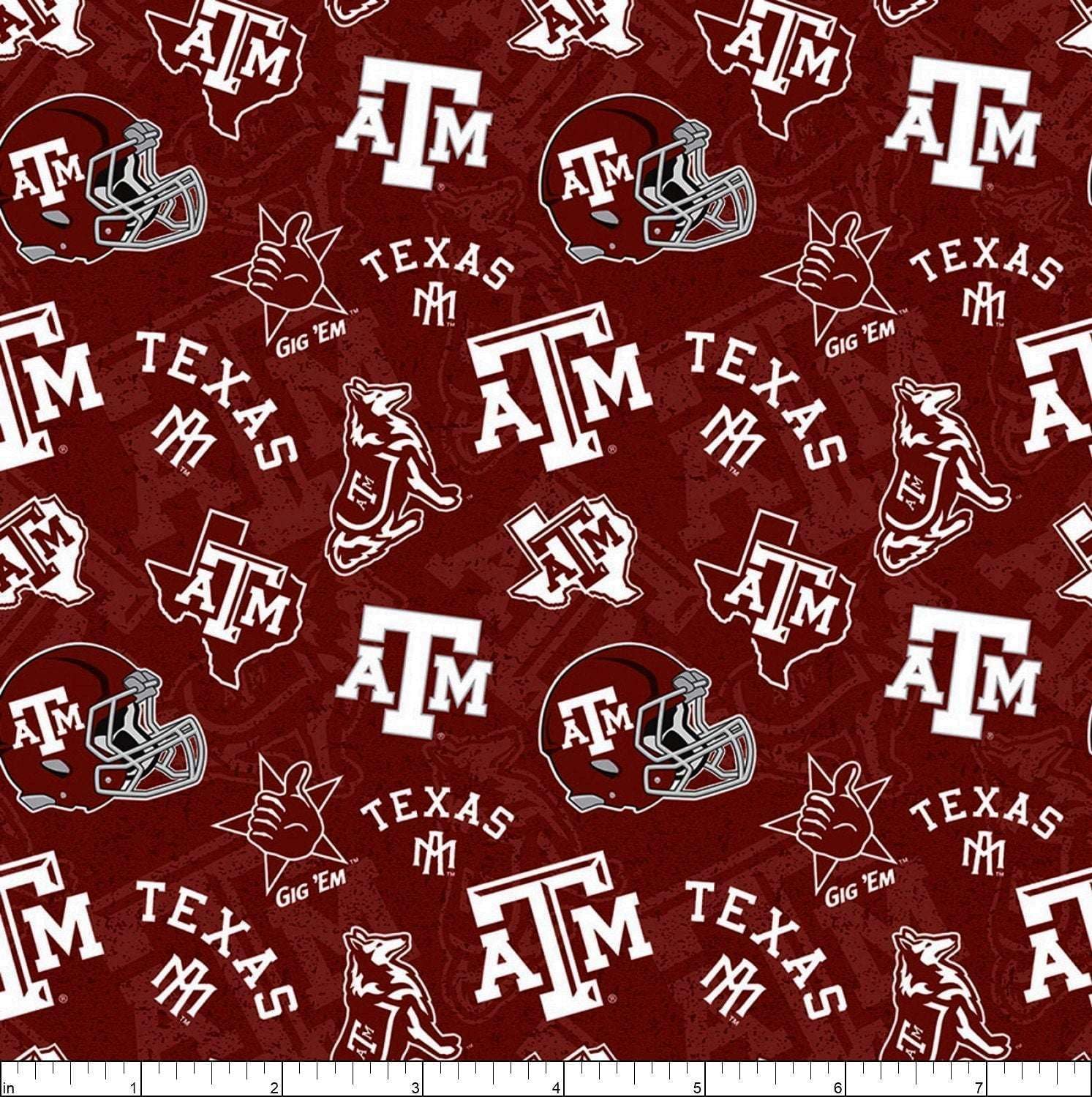 NCAA Texas A&M Aggies 1178 Tone on Tone Maroon/White, Fabric by the Yard