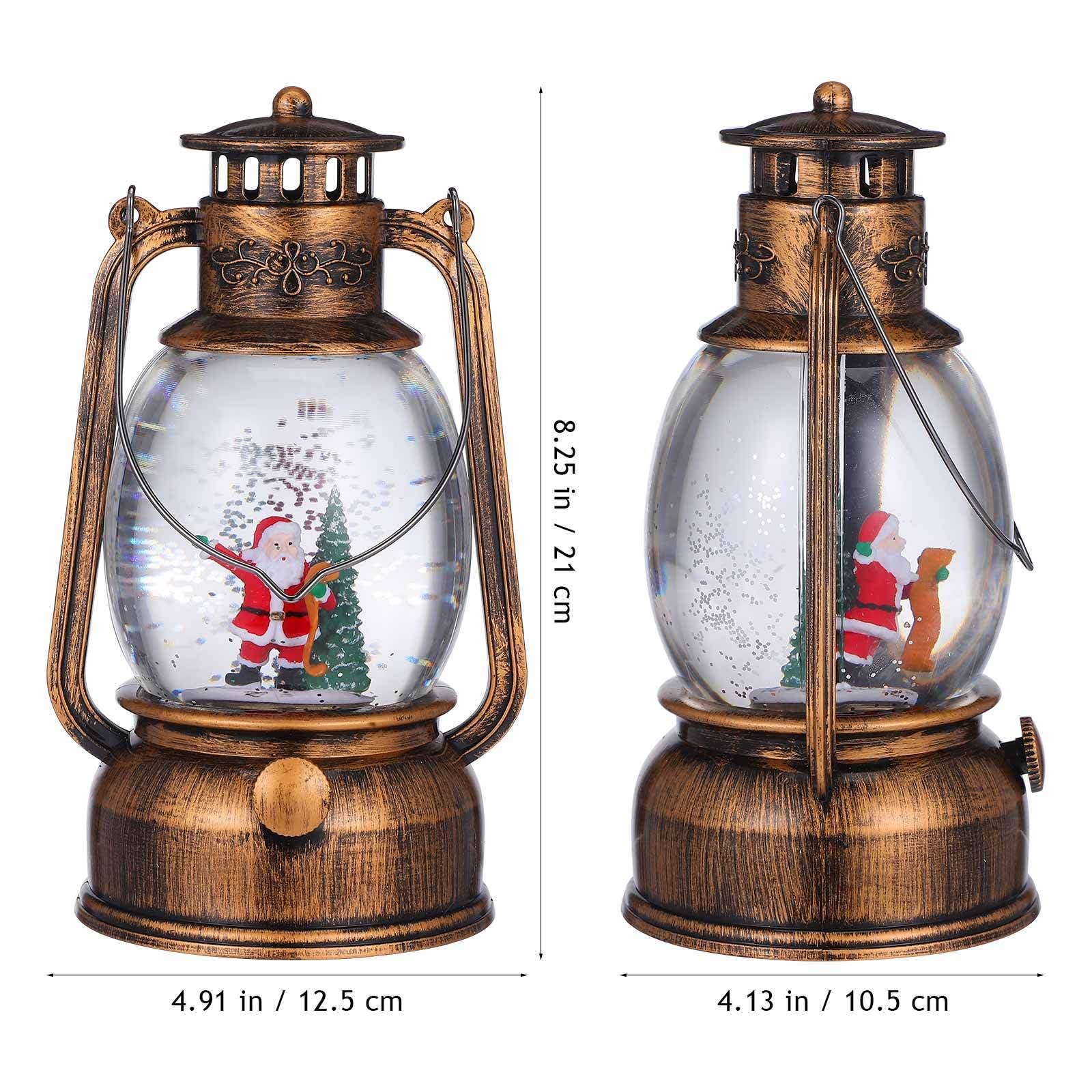 OSALADI Lanterna Natalizia Illuminata con Globo di Neve e Musica, Design Elegante in Vetro e Plastico, Decorazione per Tavolo Feste di Natale, Alimentata a USB o Batteria