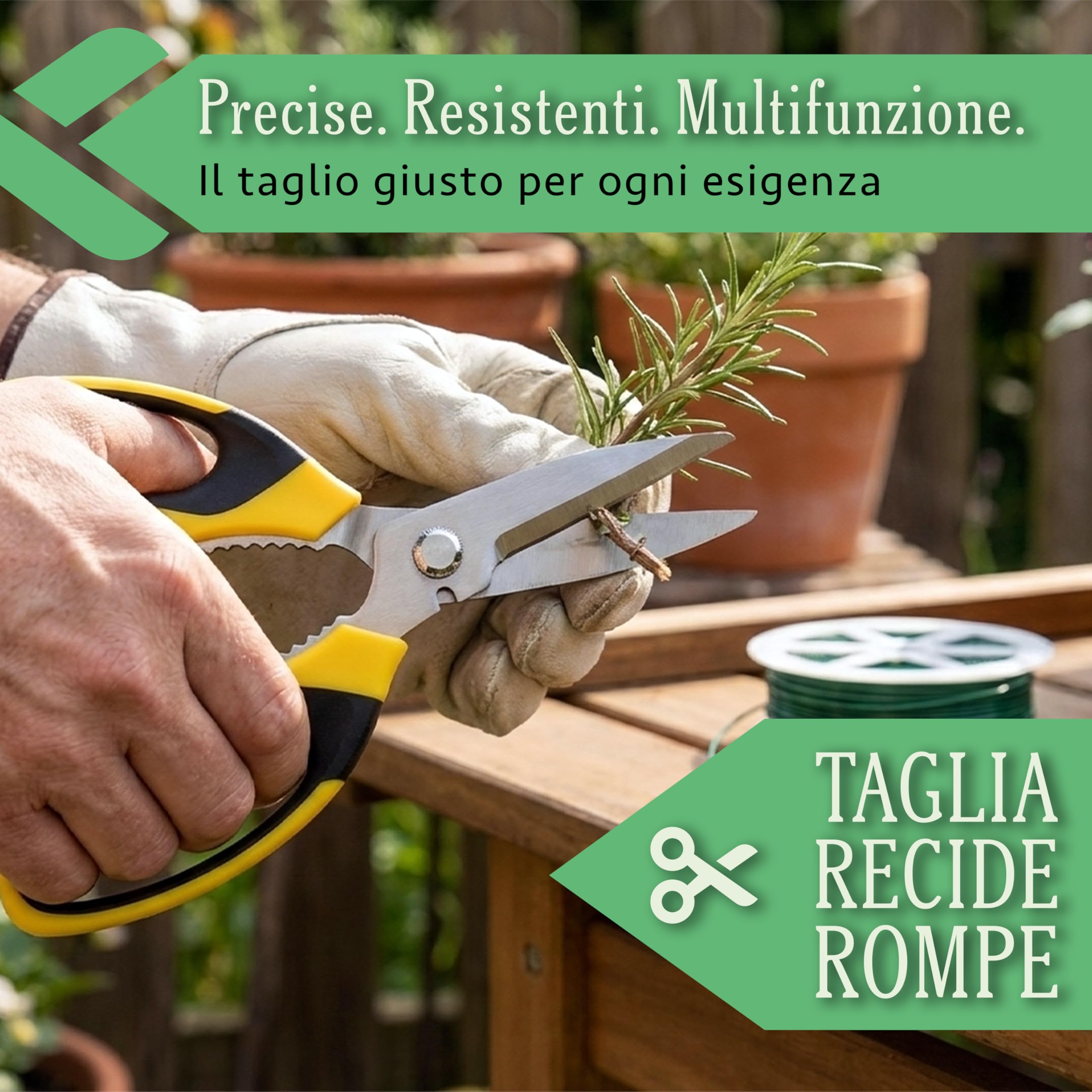 Forbici da Potatura Professionali in Acciaio Inox con Impugnatura Antiscivolo e Coprilama, Cesoie Potatura Multiuso per Giardinaggio