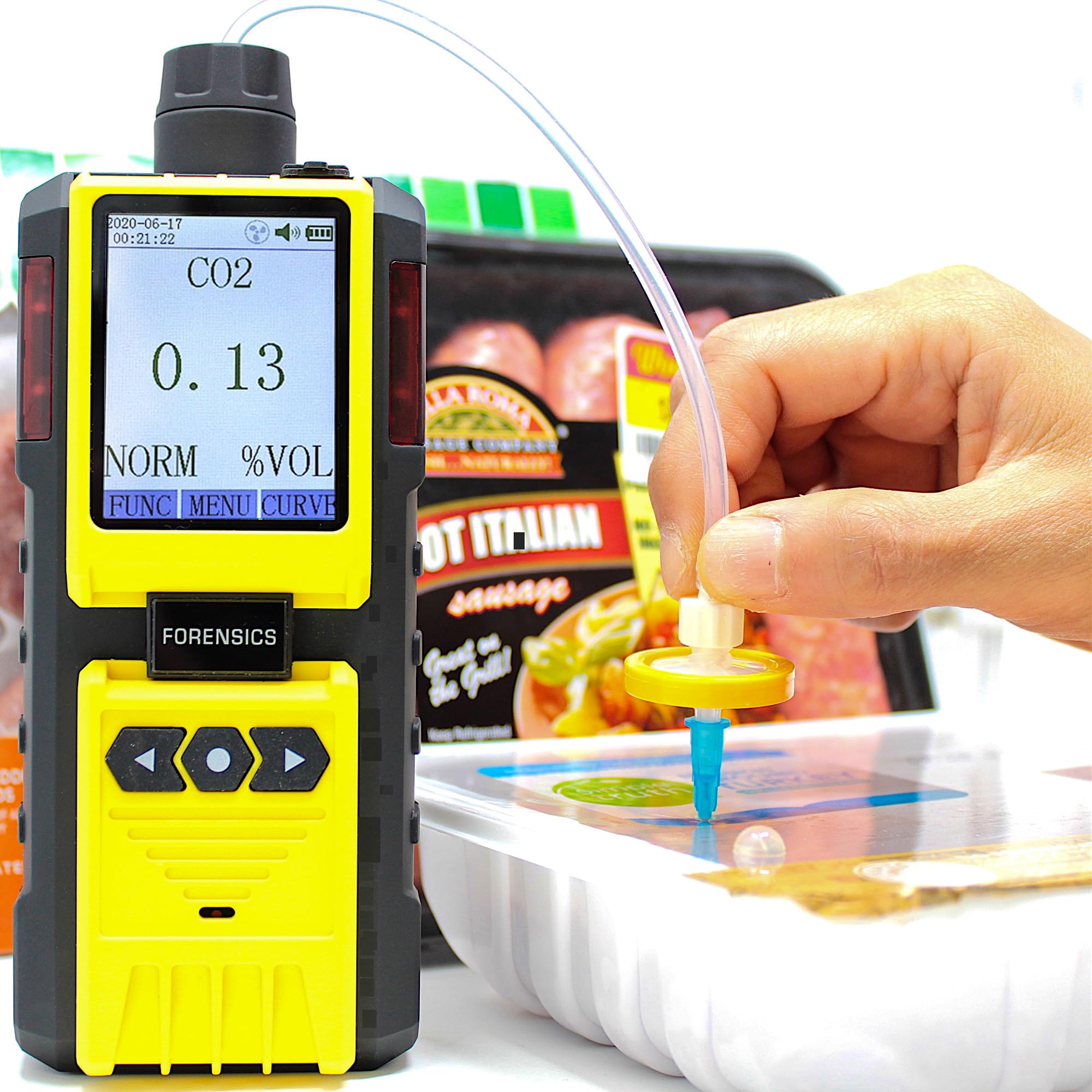 Carbon Dioxide Analyzer for Headspace Analysis by FORENSICS | Modified Atmosphere Packaging Analyzer | USB Recharge | Computer Data Logging | USA NIST Traceable Calibration | 0-100% CO2 |