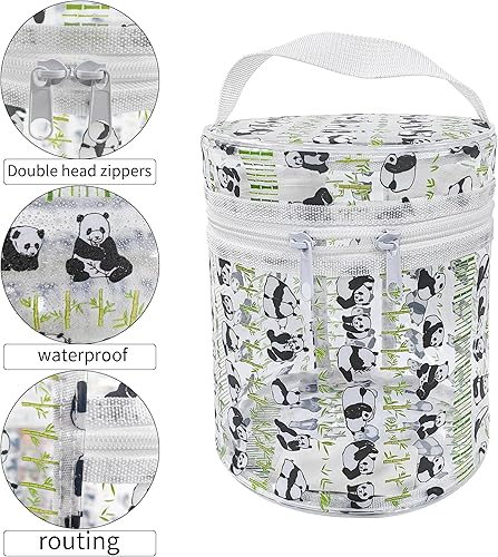 Miniatura 3 de TotePrint - Bolsa de maquillaje cilíndrica transparente con estampado de animales, bolsa portátil impermeable con asa, ideal para mujeres y niñas,