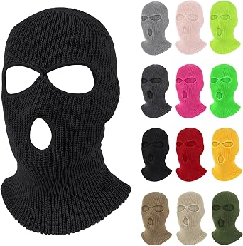 Pukavt 3 Hole Winter Knitted Mask, Ski Mask Warm Balaclava for Skiing