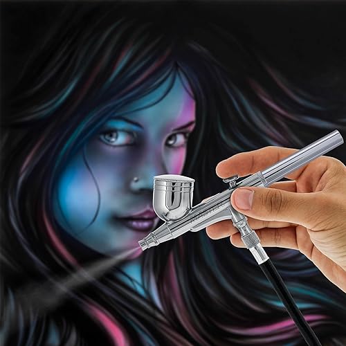 Miniatura 7 de Master Airbrush G222 juego de aerógrafo de precisión multiusos, acción dual, impulsado por gravedad