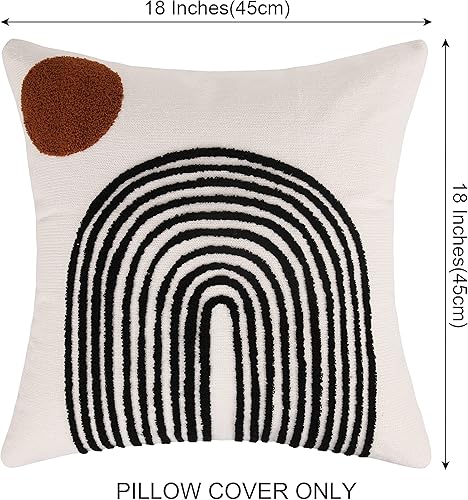 Miniatura 5 de Merrycolor Almohadas bohemias de 18 x 18 pulgadas, fundas de almohada de tejido suave y copetudo, cuadradas, funda de almohada estética para sofá,