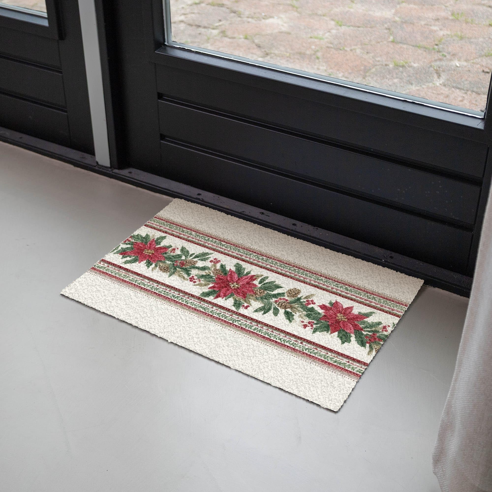 MuchoWow© Felpudo 40x60 cm Graciosos Divertidos Divertido Entrada Casa Tapete Goma Original Amazon Alfombra de Alfombrillas Interior Exterior Tira Navidad - Flor Pascua - Rojo - Verde