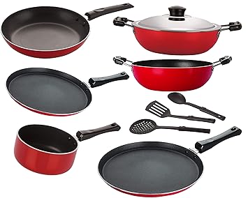 NIRLON Nonstick Heavy Gauge Aluminium Combo Set Cookware Set-9 Pieces [FT13_KD13_DKDB_SPM_FT11_TP24_3SPN]