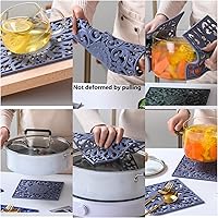 Vista 5 de Salvamanteles de silicona para platos calientes, ollas y sartenes, tapete salvamanteles tallado multiusos, tapetes cuadrados flexibles aislados