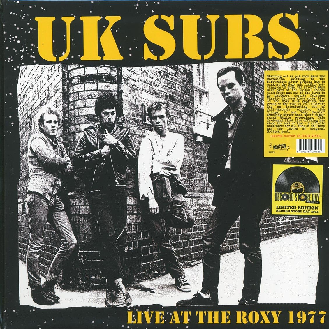 UK Subs Live At The Roxy 1977 LP Album Vinyl Record Yellow Limited RSD 2024