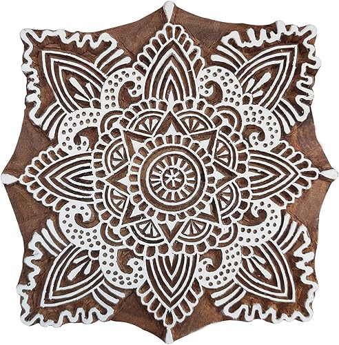 Miniatura 2 de Royal Kraft Bloque de impresión de madera cuadrado - DIY Henna tela textil papel arcilla cerámica sello ESIC4tag025