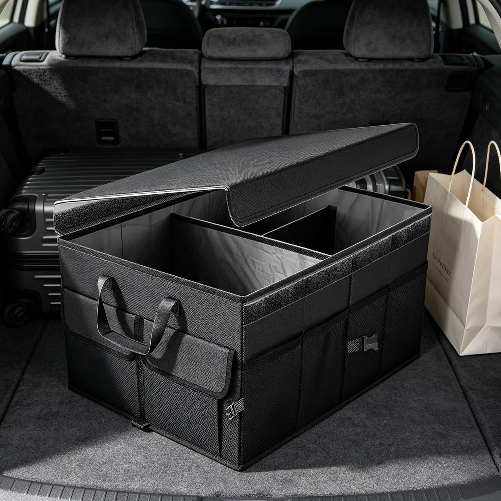 Hugsweet Organizador maletero SUV Contenedor plegable con divisiones y asas