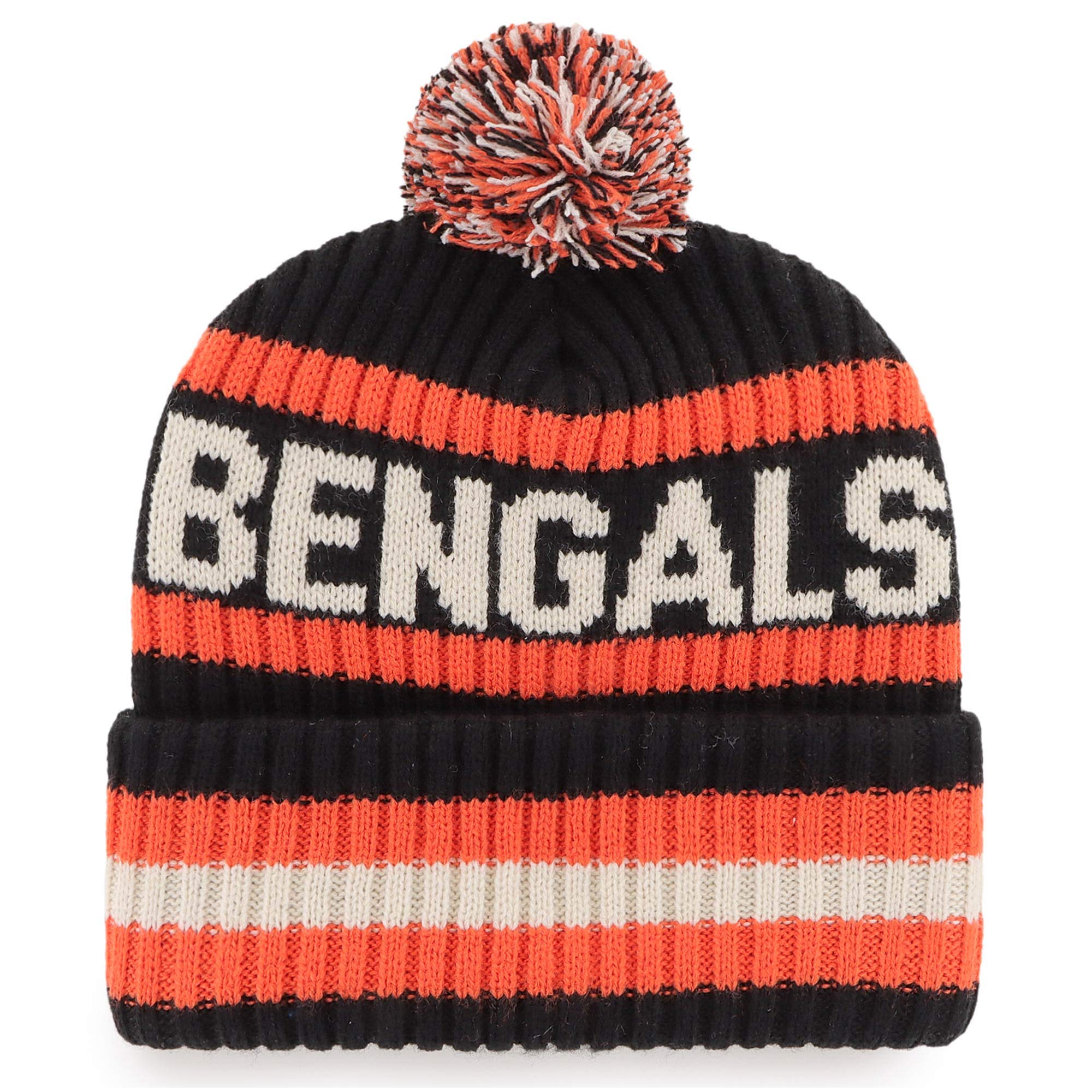 47 Men's Black Cincinnati Bengals Bering Cuffed Knit Hat with Pom