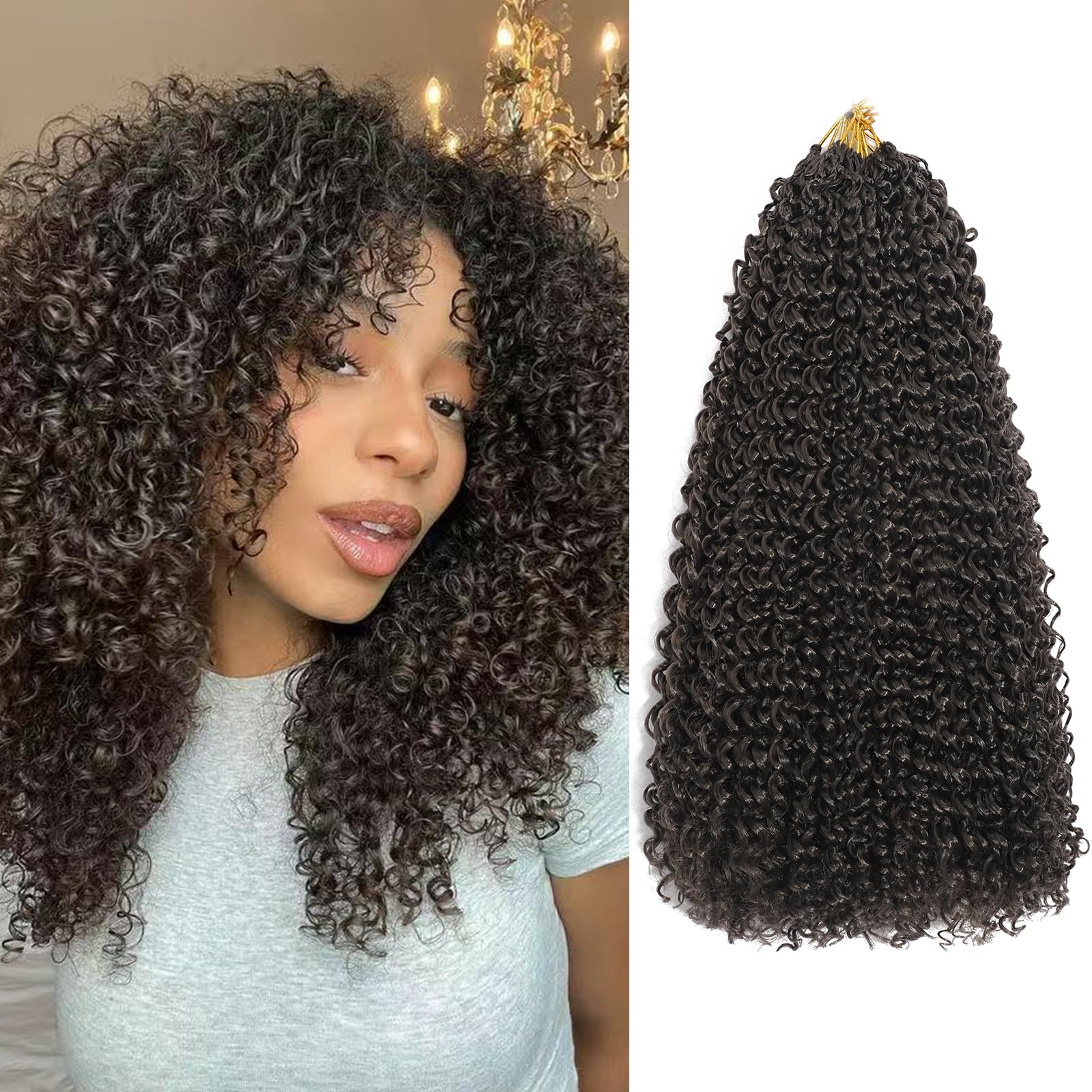8 Packs Micro Kinky Curly Crochet Hair Pre Lopped Twist Curly Crochet Hair Synthetic Loose Wavy Hair Extensions for Women (4#, 12inch)
