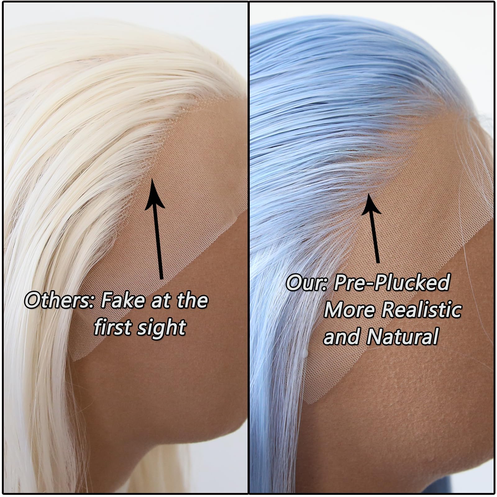 Towarm Light Blue Wig Long Straight Sky Blue Synthetic Lace Front Wigs Pre Plucked Natural Hairline for Black Women Heat Resistant Fiber Hair Cosplay Daily Wear Wig (Light Blue) - Image 3