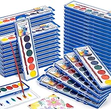 72 Pack Watercolor Paint Set, Washable Watercolor Paint Bulk for Kids, Water Color Paint with Paint Brushes, Ideal Gifts for Party Favors, School Supplies & Classroom Prizes, Art Activities, 8 Colors